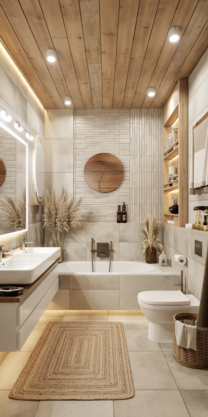Modern Luxury Bathroom Design Ideas with Natural Wood Accents