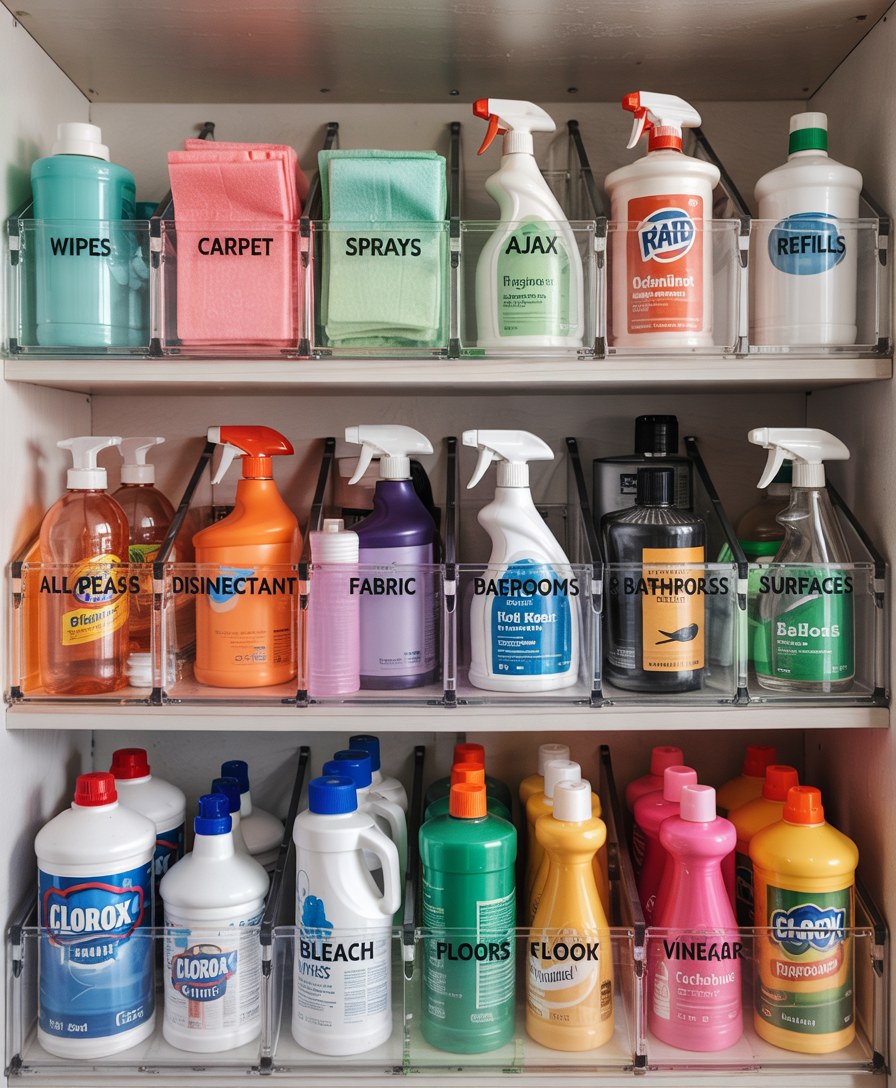 Organized Cleaning Supply Cabinet Ideas for Bathroom Storage Solutions