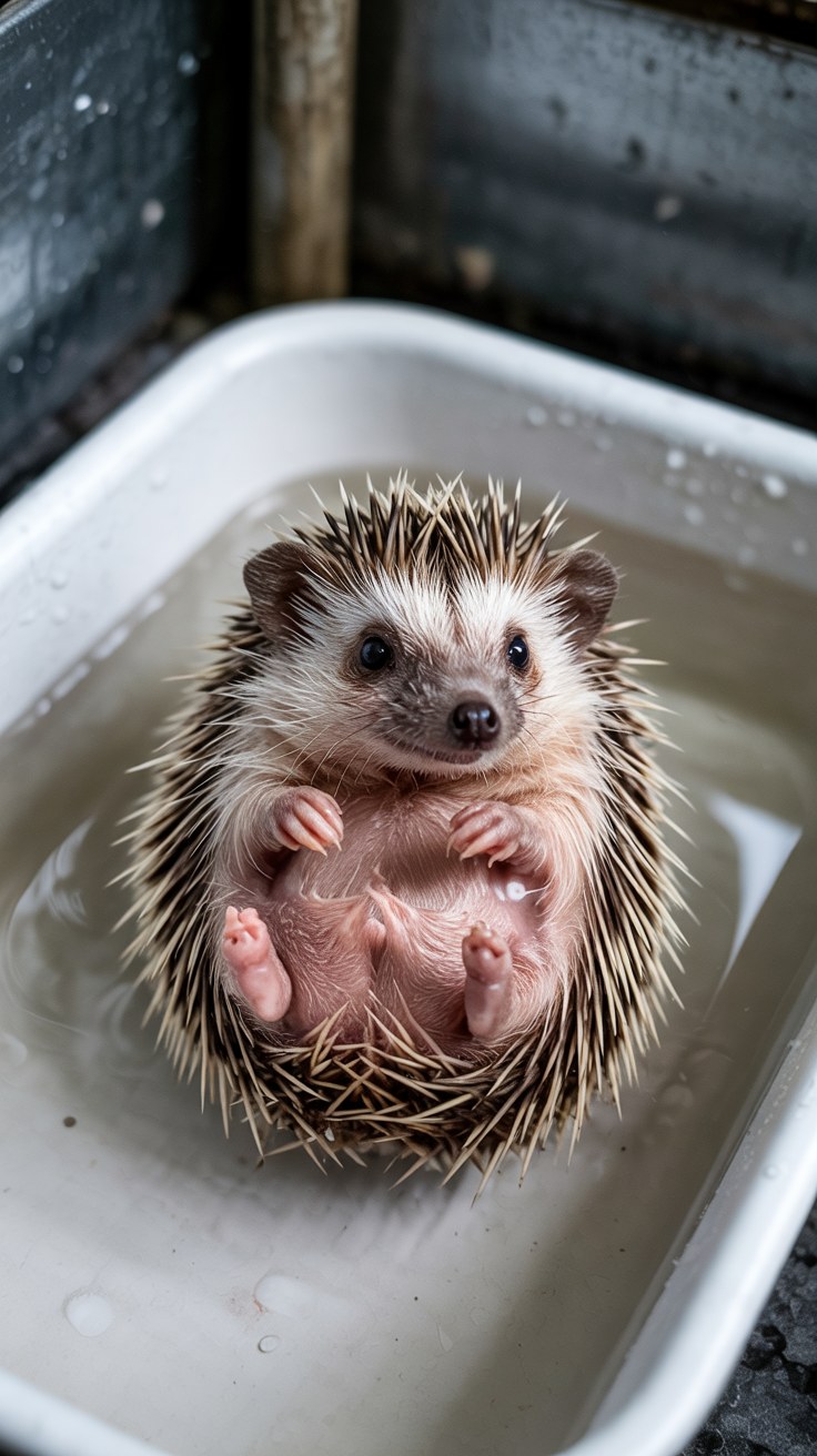 Adorable Hedgehog Bath Time Guide Learn to Swim Safely