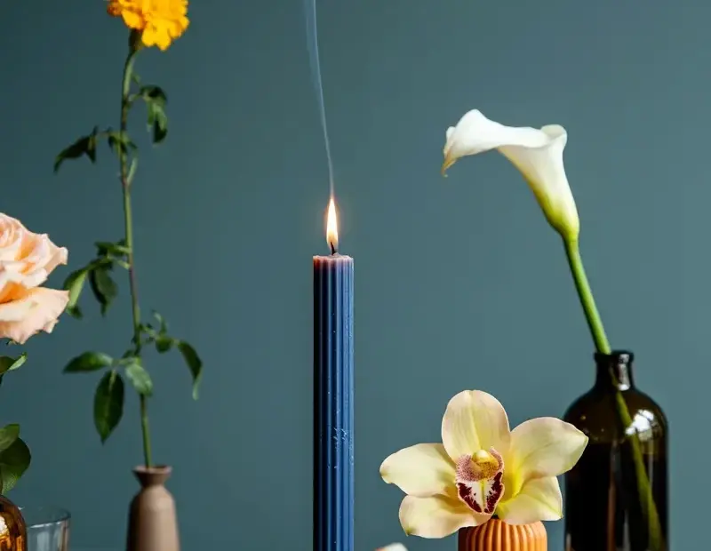 Affordable Home Decor Ideas: Moody Candle and Flower Still Life on a Budget
