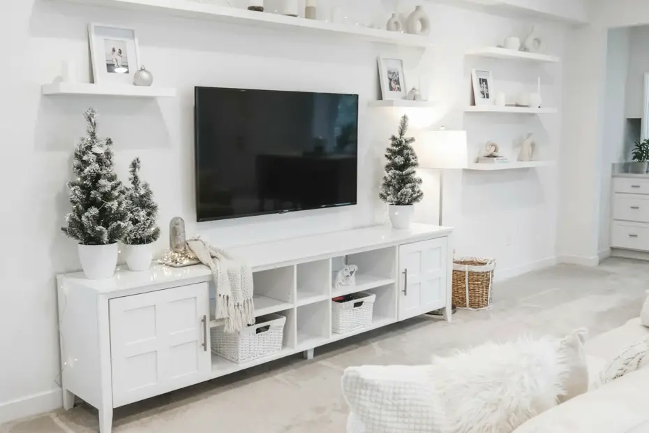 Wooden Floating Shelves for Christmas Decor | Holiday Storage Ideas | Farmhouse Style Shelving